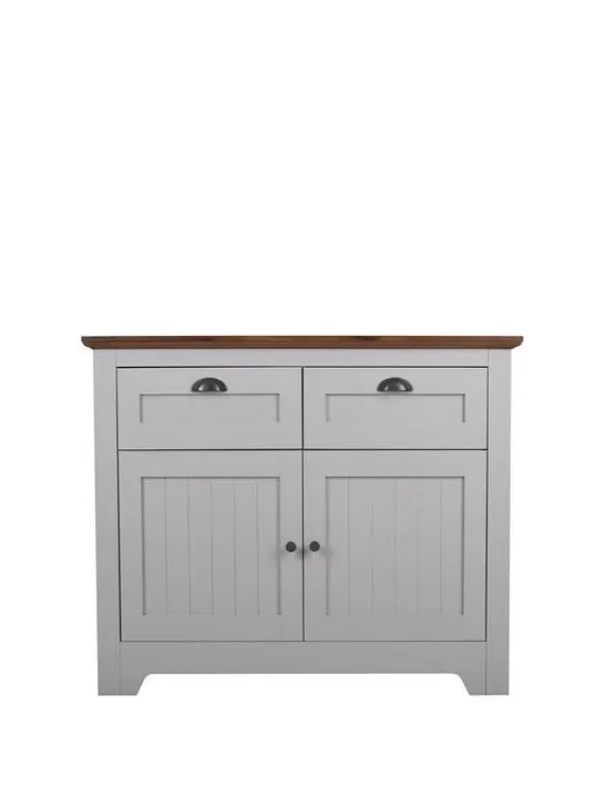 BOXED GRADE 1 DEVON COMPACT SIDEBOARD- GREY/WALNUT