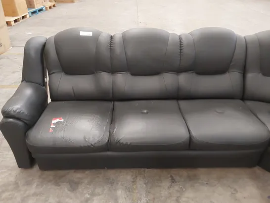 DESIGNER COLIN CORNER SOFA BLACK FAUX LEATHER 