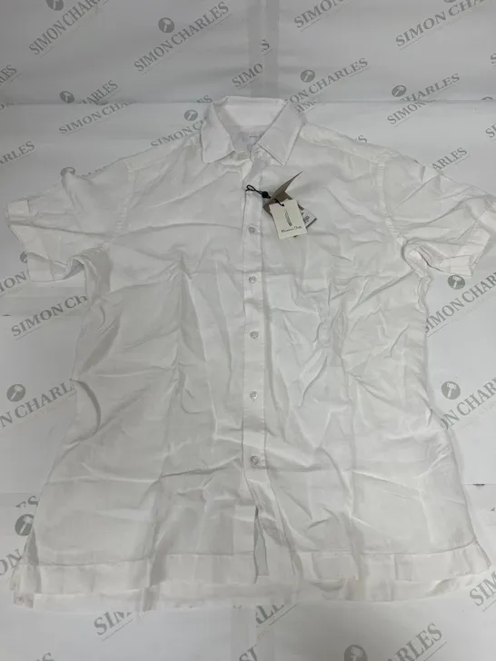 MASSIMO DUTTI SHORT SLEEVED LINEN SHIRT IN WHITE SIZE M