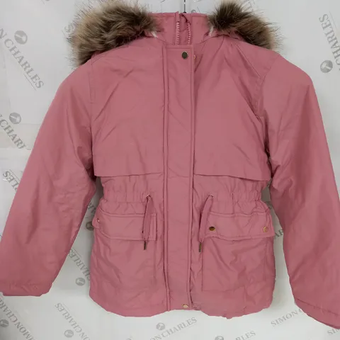 GIRLS ZIPPED PADDED COAT WITH FAUX FUR SIZE UNSPECIFIED