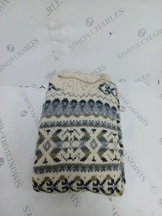 OPEN DITCH CREAM PATTERNED KNITTED JUMPER - SIZE UNSPECIFIED 