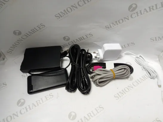 LARGE QUANTITY OF ELECTRICALS & ELECTRICAL CABLES OF VARIOUS TYPES TO INCLUDE DISKETTE DRIVE, USB-C POWER ADAPTER, SKY BOX CABLE, ETC