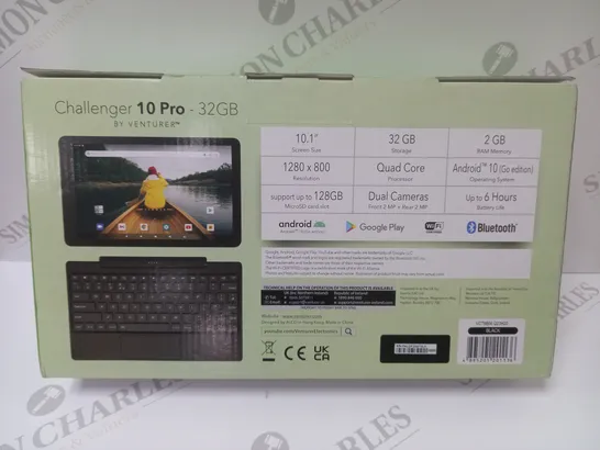 BRAND NEW BOXED VENTURER CHALLENGER 10 PRO 10.1" SCREEN ANDROID WIFI TABLET W/ KEYBOARD - BLACK