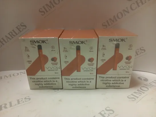 3 BOXED & SEALED (10 DISPOSABLES PER BOX) SMOK DISPOSABLE VAPES - GRAPEFRUIT PASSION 