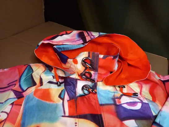 DESIGNER VIBRANT ORANGE ABSTRACT/TOGGLE DETAILED LIGHT WEIGHT JACKET