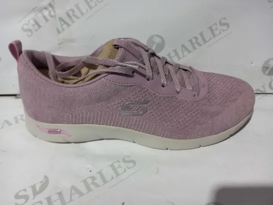 BOXED PAIR OF SKECHERS ARCH FIT MAUVE TRAINERS, UK SIZE 6