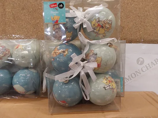 LOT OF APPROXIMATELY 8X 60PCS BRAND NEW BAUBLES SETS, 3X 6PCS BRAND NEW WINNIE THE POOH BAUBLES (3 ITEMS)