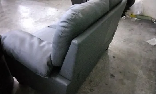 DESIGNER GREY LEATHER 2 SEATER SOFA