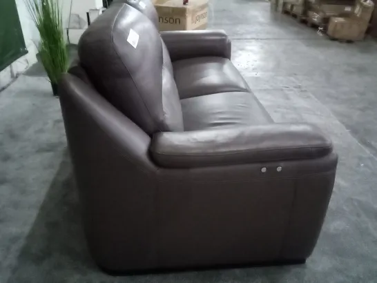 QUALITY ITALIAN DESIGNER AVOLA NEW 3 SEATER ELECTRIC RECLINER SOFA (2PCS)  - CHOCOLATE LEATHER 