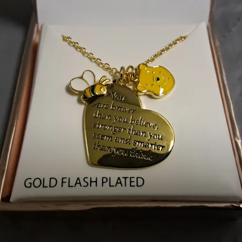 DISNEY WINNIE POO THEMED GOLD FLASH PLATED NECKLACE