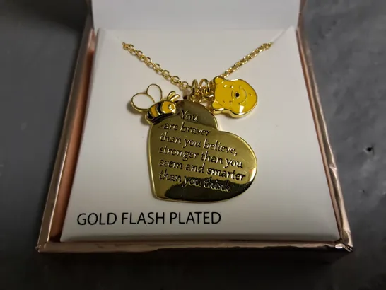 DISNEY WINNIE POO THEMED GOLD FLASH PLATED NECKLACE