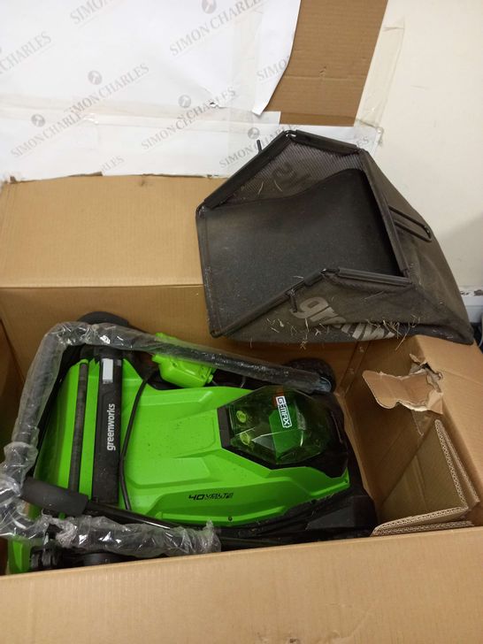 GREENWORKS 40 VOLT LITHIUM CORDLESS LAWNMOWER- COLLECTION ONLY