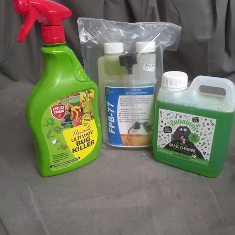 LOT OF 3 CLEANING PRODUCTS TO INCLUDE PROVANTO ULTIMATE BUG KILLER, BUGALUGS ARTIFICIAL GRASS CLEANER AND HYDRA FUEL BUG TREATMENT - COLLECTION ONLY