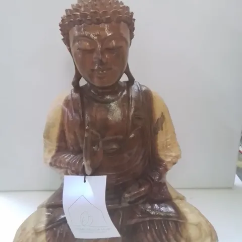 BRAND NEW BOXED WOODEN BUDDHA FIGURE approx 13" tall