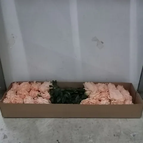 BOXED BRAND NEW 68CM PEONY SPRAY WITH 1FLOWER 1BUD AND 5 LEAVES (PEACH) SILK FLOWERS 