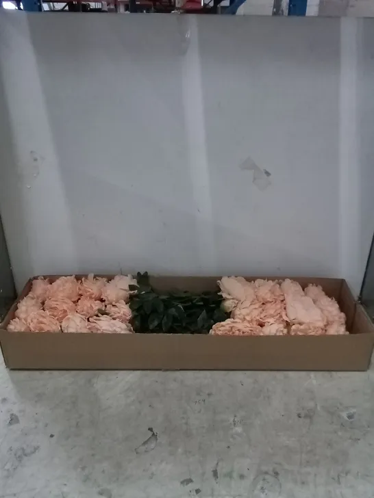 BOXED BRAND NEW 68CM PEONY SPRAY WITH 1FLOWER 1BUD AND 5 LEAVES (PEACH) SILK FLOWERS 