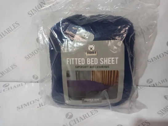 GAVENO CAVALIA TEDDY COLLECTION FITTED BED SHEET - DOUBLE - NAVY