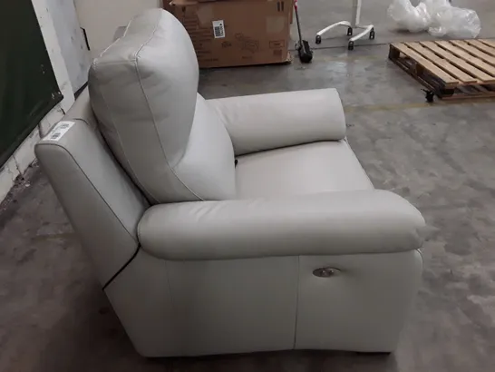 QUALITY ITALIAN DESIGNER ELECTRIC RECLINER MORENO CHAIR WITH SMALL ARMS - CREAM LEATHER