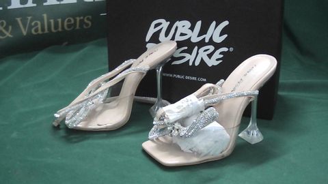 public desire glimmer nude/glitter heels uk size 3