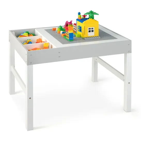 BOXED 3-IN-1 WOODEN KIDS ACTIVITY TABLE WITH REVERSIBLE AND REMOVABLE TABLETOP - WHITE