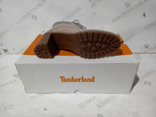 BOXED PAIR OF TIMBERLAND ALLINGTON HEELED BOOTS IN TAUPE UK SIZE 7