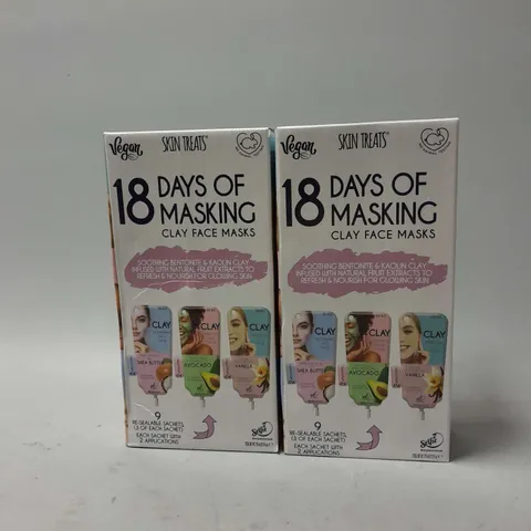 SET OF 2 SEALED SKIN TREATS 18 DAYS OF MASKING SET - 9 RE-SEALABLE SACHETS TOTAL 270ML