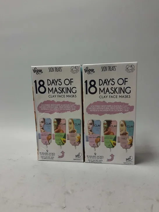 SET OF 2 SEALED SKIN TREATS 18 DAYS OF MASKING SET - 9 RE-SEALABLE SACHETS TOTAL 270ML