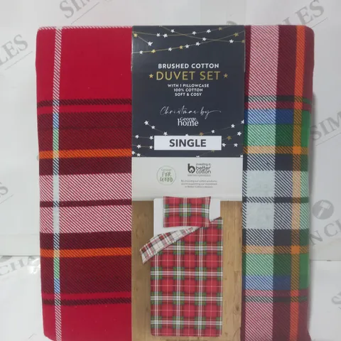 BRAND NEW BRUSHED COTTON CHEQUERED SINGLE DUVET SET WITH TWO PILLOWCASES- 100% COTTON