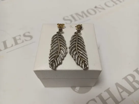 PANDORA SILVER FEATHER EARRINGS 