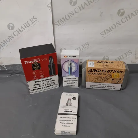 BOX OF APPROXIMATELY 20 ASSORTED E-CIGARATTES TO INCLUDE VAPORESSO, SMOK, ASPIRE ETC