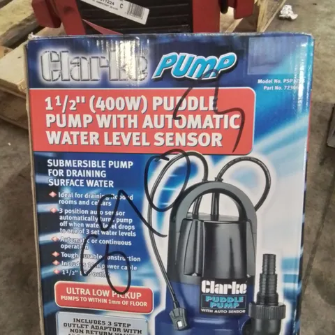 BOXED CLARKE PUMP 400W PUDDLE PUMP WITH AUTOMATIC WATER LEVEL SENSOR