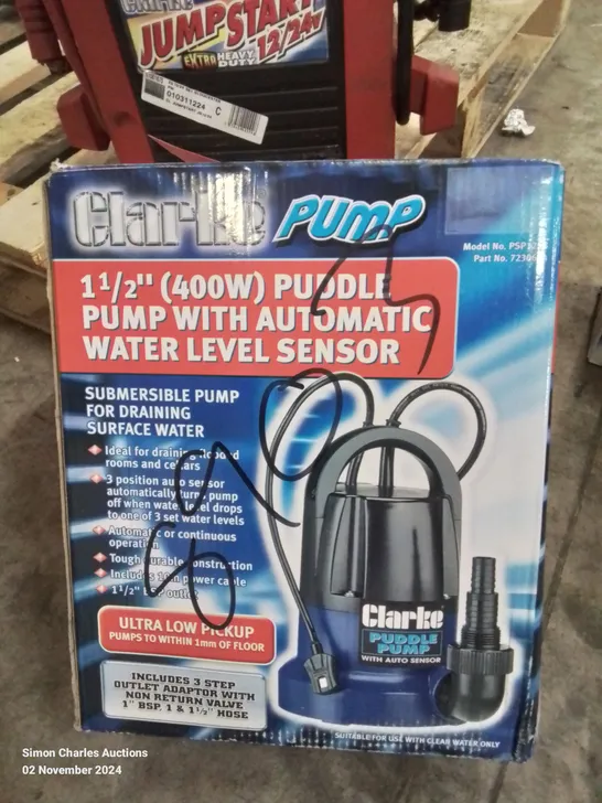 BOXED CLARKE PUMP 400W PUDDLE PUMP WITH AUTOMATIC WATER LEVEL SENSOR