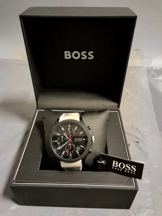 HUGO BOSS ALL STAINLESS STEEL BLACK DIAL GENTS WATCH 