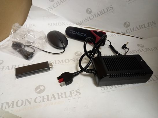 LOT OF APPROXIMATELY 15 ASSORTED ELECTRICAL ITEMS, TO INCLUDE AMAZON FIRESTICK, COMICA MIC, MOUSE, ETC