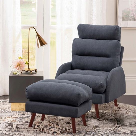 BOXED FOURNIER CLICK BACK RECLINING CHAIR WITH FOOTSTOOL 