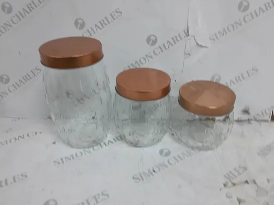 SET OF 3 GLASS JARS WITH BRONZE LIDS
