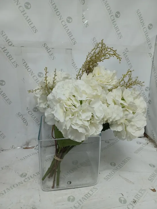 BOXED PEONY FAUX FLOWER SET WITH VASE 