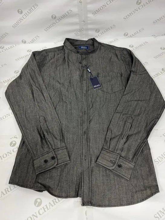 FERAUD GIANNI GRANDAD SHIRT IN RAW BLACK SIZE XL