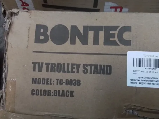 BOXED BONTEC TV TROLLEY STAND, BLACK (1 BOX)