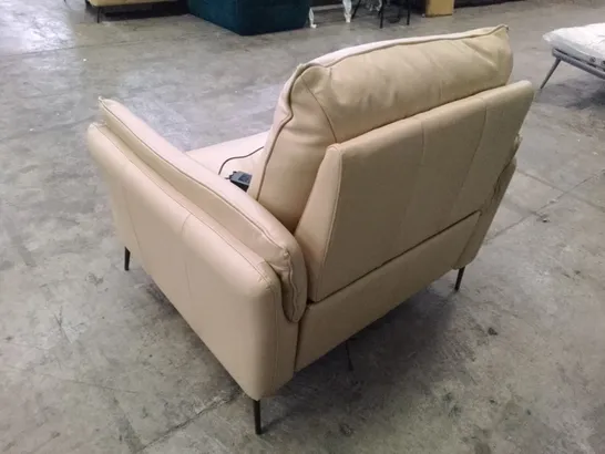 QUALITY ITALIAN DESIGNER BOLZANO ELECTRIC RECLINER CHAIR - BEIGE LEATHER