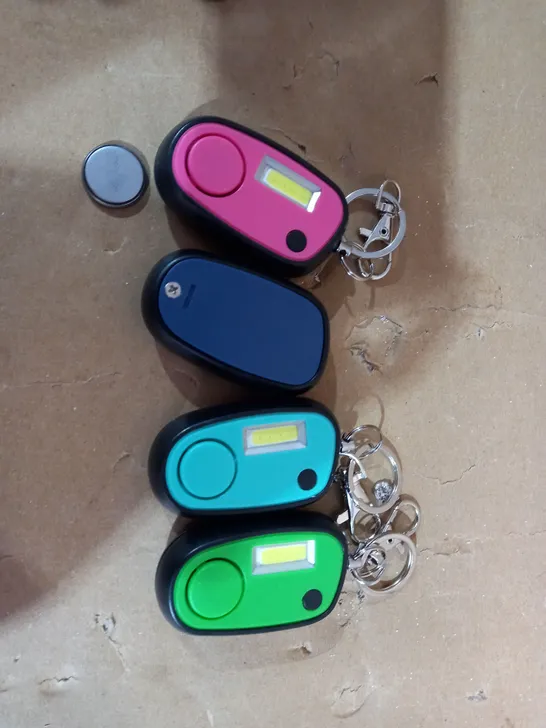 FLIPO PACK OF 4 KEYCHAIN ALARM SAFETY LIGHTS - GREEN, PINK, BLUE & TEAL