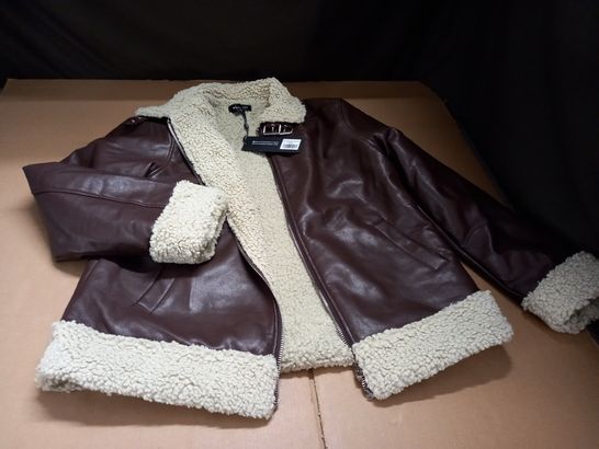 WHITE FOX WILD RIDE BIKER JACKET IN BROWN - S/M