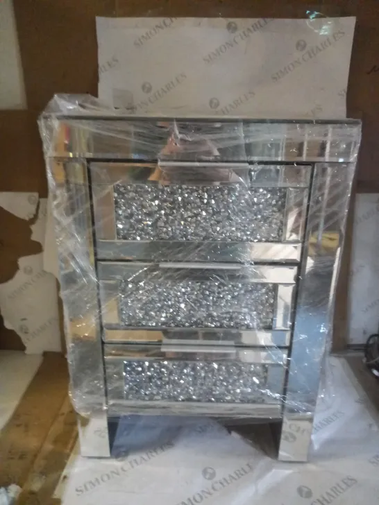 BOXED UNBRANDED MIRRORED BEDSIDE TABLE - COLLECTION ONLY