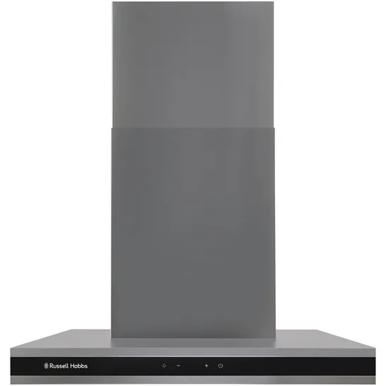 BRAND NEW BOXED RUSSELL HOBBS 60CM WIDE BLACK GLASS & DARK STEEL T-SHAPED CHIMNEY COOKER HOOD (1 BOX)