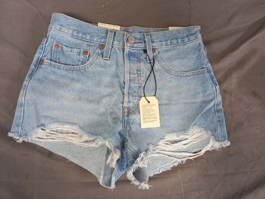 LEVI'S 501 DISTRESSED SHORTS IN BLUE SIZE 26