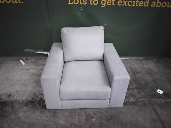 DESIGNER GREY FABRIC ARMCHAIR