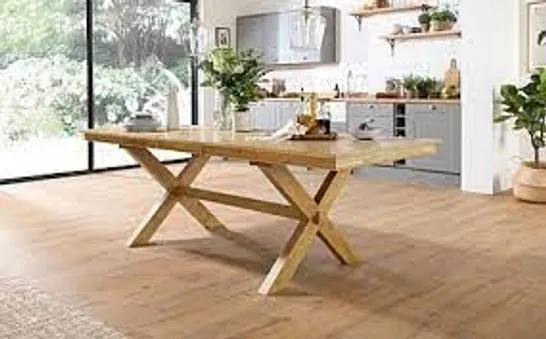 BOXED GRANGE X-BASE OAK 180-220CM EXTENDING DINING TABLE (2 BOXES)