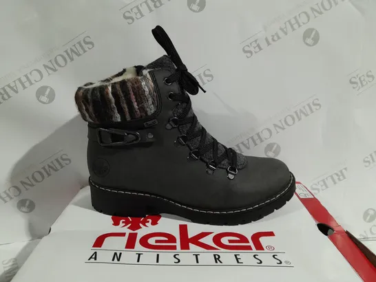 BOXED PAIR OF RIEKER HIKING BOOTS IN GREY - SIZE 5