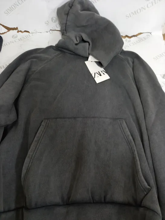 ZARA LIGHT GREY HEAVY WEIGHTED HOODIE - XL