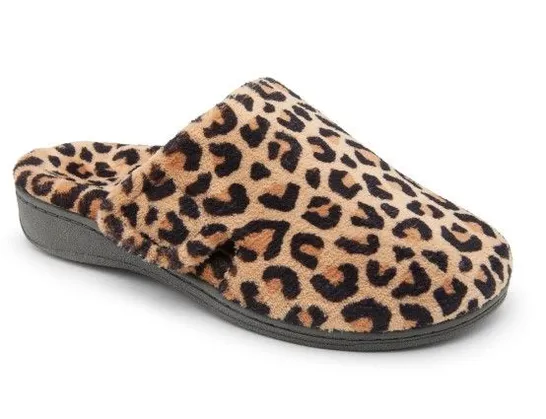 VIONIC GEMMA TERRY SLIPPERS NATURAL LEOPARD SIZE 7